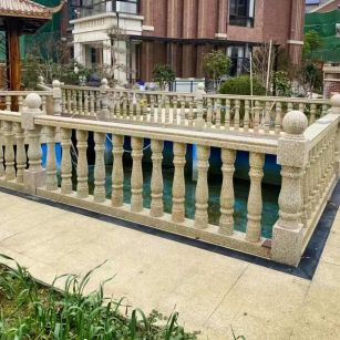 曲靖黄金麻花岗岩石材栏杆，扶手，将军柱，花瓶柱