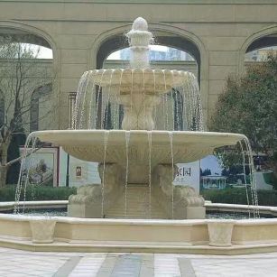 曲靖 黄金麻花岗岩异型加工——户外庭院石雕流水喷泉