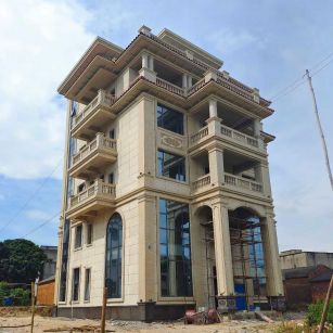 曲靖 黄金麻花岗岩石材别墅外墙干挂搭配（雕花栏杆花瓶柱门楼罗马柱）